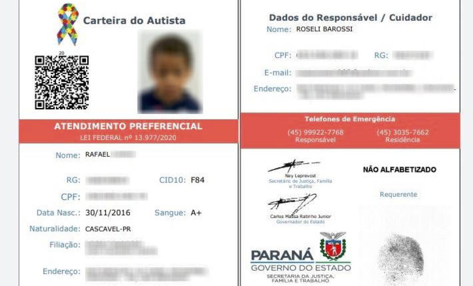O Departamento de Políticas para a Pessoa com Deficiência da Secretaria de Justiça, Família e Trabalho aprovou e registrou 2.696 carteiras de identificação da Pessoa com Transtorno do Espectro Autista. - Curitiba, 20/08/2021  -  Foto: SEJUF