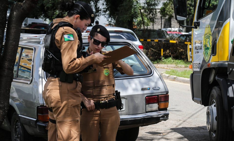 Policiais Militares em ocorrência nesta sexta-feira (8) Dia Internacional da Mulher no centro de Curitiba.   Curitiba, 08/03/2019 -  Foto: Geraldo Bubniak/ANPr