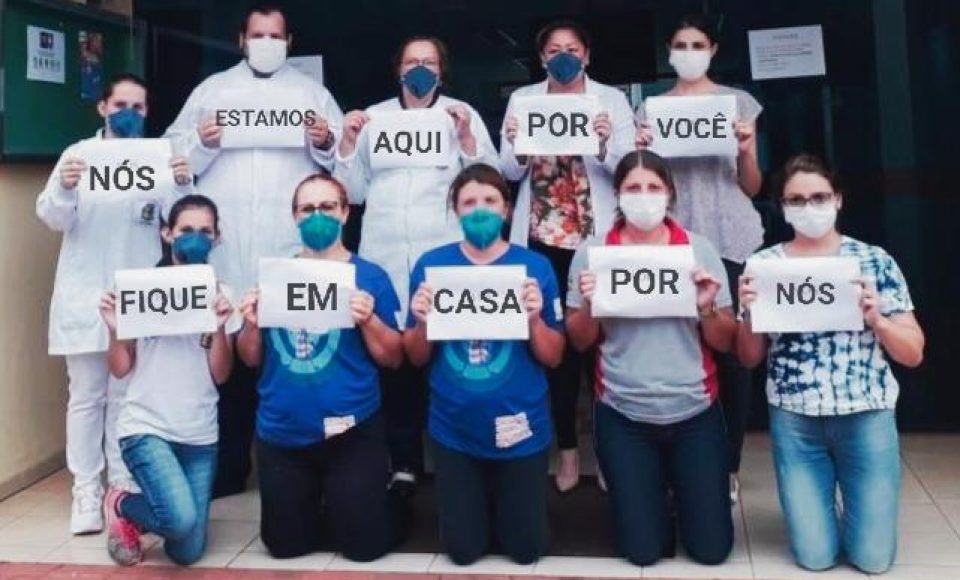 Servidores fazem campanha para pessoas ficarem em casa — Foto: Reprodução