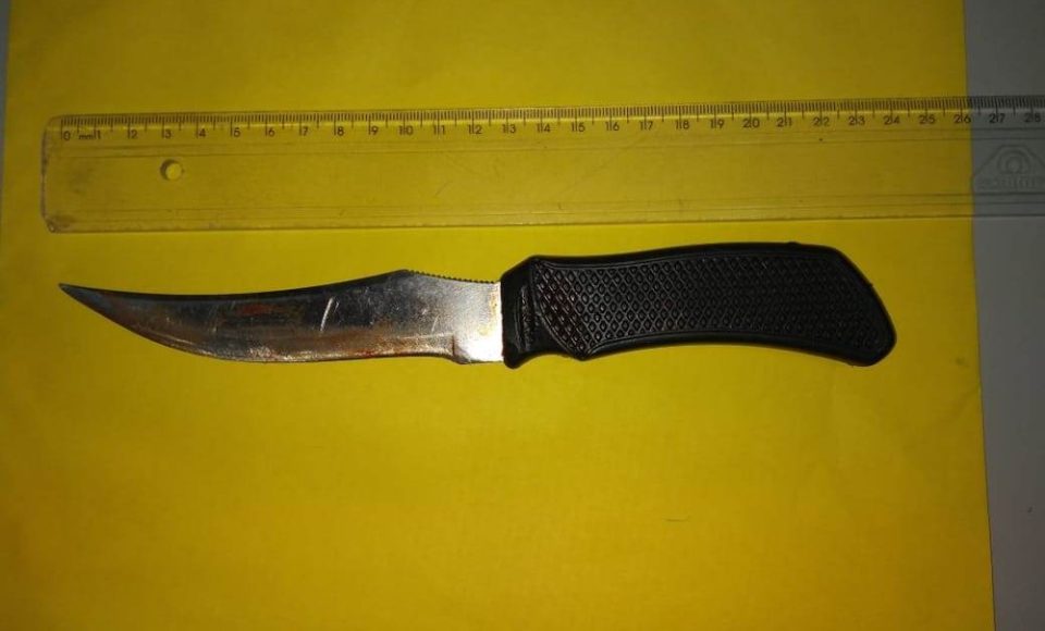 Faca foi usada para atacar estudantes em pensionato — Foto: Polícia Civil/Divulgação